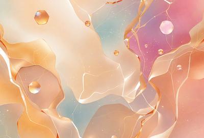 The primary subject of the image is a close-up of a colorful, textured surface with a mix of gold, pink, and blue hues. The setting appears to be a patterned wall or a piece of artwork, possibly a painting or a digital artwork. The visual style of the image is a combination of photo and digital art, creating a unique and vibrant atmosphere. The colors and mood of the image are lively and energetic, with the gold, pink, and blue tones ev