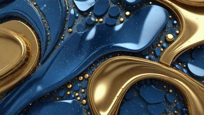 The primary subject of the image is a blue and gold swirl pattern, which appears to be a digital art or illustration. The setting is a blue and gold background, and the visual style is a combination of digital art and illustration. The colors and mood of the image are predominantly blue and gold, creating a sense of elegance and sophistication.