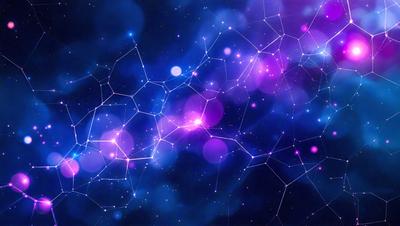 The primary subject of the image is a purple and blue nebula, which is a beautiful and colorful space object. The setting is a dark, starry sky, with the nebula as the main focus. The visual style of the image is a combination of digital art and illustration, creating a vibrant and captivating scene. The dominant colors in the image are purple and blue, which evoke a sense of wonder and awe.