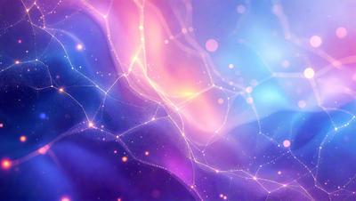 The primary subject of the image is a purple and blue nebula, which is a swirling mass of gas and dust in space. The setting is a deep space background, and the visual style is a digital art or illustration. The dominant colors in the image are purple and blue, creating a serene and celestial atmosphere.
