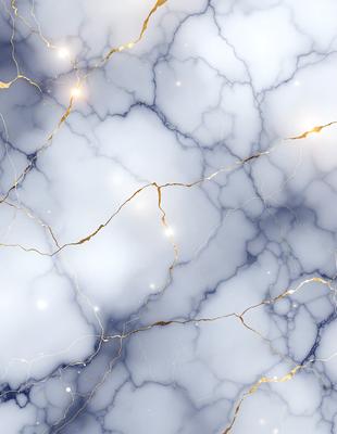 The primary subject of the image is a marble-like surface with a gold-like texture. The setting is a white marble wall, and the visual style appears to be a combination of a photo and digital art. The dominant colors are white and gold, creating a luxurious and elegant atmosphere.