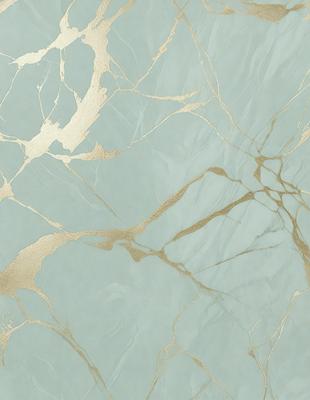 The primary subject of the image is a marble-like surface with gold accents. The setting is a blue background, which adds a contrasting color to the scene. The visual style is a combination of a photo and digital art, creating a unique and eye-catching design. The colors and mood of the image are predominantly blue and gold, giving it a luxurious and elegant appearance.