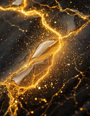 The primary subject of the image is a bright, yellow light that is illuminating a dark background. The light appears to be a neon or glowing effect, creating a visually striking scene. The setting is a black surface, which contrasts with the bright yellow light. The visual style of the image is a combination of digital art and illustration, as the light appears to be a digital effect or a hand-drawn illustration. The colors and mood of the image are predominantly dark and moody, with