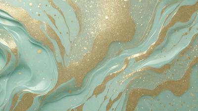 The primary subject of the image is a blue and gold swirling pattern, which appears to be a painting or a digital artwork. The setting is a blue background, and the visual style is a combination of photo and digital art. The colors and mood of the image are vibrant and lively, with the blue and gold colors creating a sense of depth and movement.