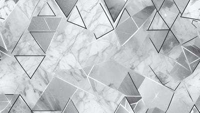 The primary subject of the image is a marble-like pattern, which is a digital artwork. The setting is a white marble-like surface, and the visual style is a combination of digital art and illustration. The dominant colors are white and gray, creating a clean and elegant atmosphere.