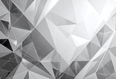 The primary subject of the image is a geometric pattern, featuring a combination of triangles and diamond shapes. The setting is a white background, which provides a clean and minimalist appearance. The visual style is a digital art or illustration, as the pattern is intricately designed and well-defined. The dominant colors are white and gray, creating a calm and sophisticated atmosphere.