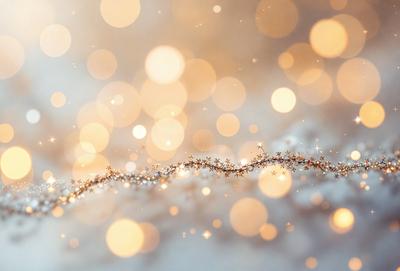 The primary subject of the image is a sparkling, golden light that is shining brightly. The setting is a white background, which provides a clean and minimalistic appearance. The visual style is a combination of a photo and digital art, creating a unique and eye-catching effect. The colors and mood of the image are predominantly warm and inviting, with the golden light creating a sense of warmth and comfort.