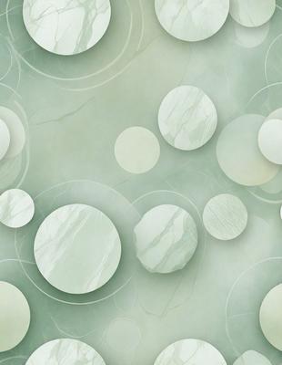 The primary subject of the image is a collection of circles, which are arranged in various sizes and positions. The circles are placed on a green background, creating a visually appealing and harmonious composition. The visual style of the image is a combination of photo and digital art, as it features a blend of realistic elements and artistic design. The colors and mood of the image are predominantly green, which adds a sense of freshness and tranquility to the scene.