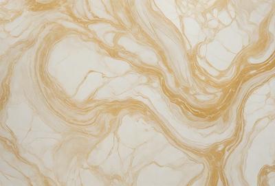 The primary subject of the image is a marble wall with a gold and white color scheme. The setting is a room with a marble floor, and the visual style is a close-up of the marble wall. The colors and mood of the image are elegant and sophisticated, with the gold and white tones creating a luxurious and refined atmosphere.