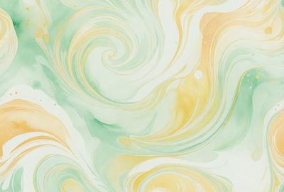 The primary subject of the image is a painting or drawing of a swirling, colorful design. The setting is a white background, which provides a clean and uncluttered appearance. The visual style is a combination of digital art and illustration, as the swirls and colors are intricately detailed. The dominant colors in the image are yellow, green, and blue, creating a vibrant and lively atmosphere.