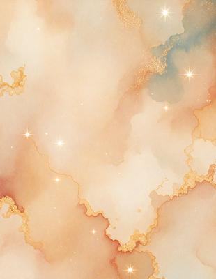 The primary subject of the image is a painting of a cloudy sky with a gold background. The setting is a cloudy sky, and the visual style is a painting. The dominant colors are gold and white, creating a warm and serene atmosphere.