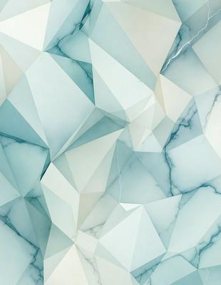 The primary subject of the image is a white marble wall with a blue tint. The setting is a room with a white marble floor. The visual style is a combination of digital art and illustration, creating a unique and artistic pattern. The dominant colors are white and blue, giving the room a clean and calming atmosphere.