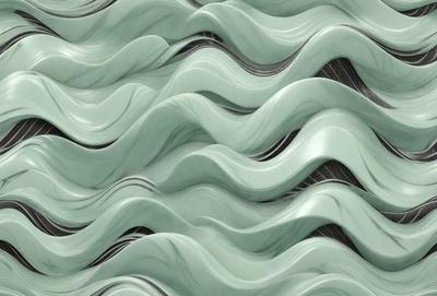 The primary subject of the image is a large, intricate, and colorful marble wall. The setting is a room with a green marble wall, which serves as the background. The visual style is a combination of photo and digital art, creating a unique and artistic representation of the marble wall. The dominant colors are green and white, giving the wall a natural and elegant appearance.