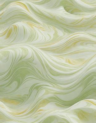 The primary subject of the image is a large, swirling, and colorful pattern on a surface. The setting appears to be a wall or a piece of fabric with a green and yellow color scheme. The visual style of the image is a combination of digital art and illustration, creating a vibrant and dynamic appearance. The dominant colors in the image are green and yellow, which contribute to a lively and energetic atmosphere.
