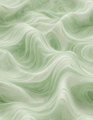 The primary subject of the image is a large, swirling, and curling pattern of green and white colors. The setting is a wall, and the visual style appears to be a combination of digital art and illustration. The dominant colors are green and white, creating a lively and dynamic atmosphere.