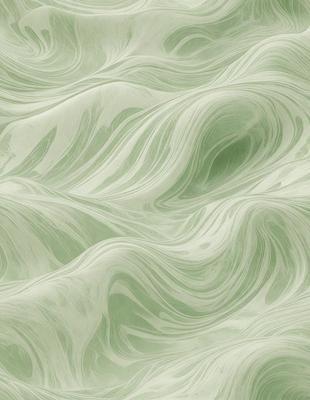 The primary subject of the image is a large, swirling, and wavy green pattern. The setting is a green background, which complements the vibrant colors of the pattern. The visual style is a combination of digital art and illustration, creating a dynamic and engaging scene. The dominant colors are green and white, giving the image a fresh and lively atmosphere.