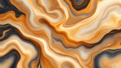 The primary subject of the image is a close-up of a marble surface with a swirling pattern. The setting is a natural environment, possibly a stone or marble countertop. The visual style is a close-up of the marble, showcasing its intricate patterns. The colors and mood of the image are predominantly earthy tones, giving it a natural and elegant appearance.