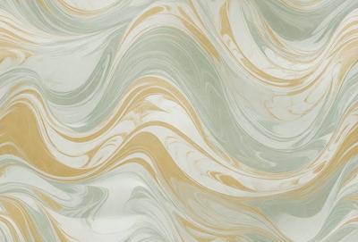 The primary subject of the image is a patterned wallpaper with a blue and white color scheme. The setting is a room with a green background, which adds a contrasting color to the scene. The visual style of the image is a close-up of the wallpaper, showcasing its intricate design. The dominant colors in the image are blue and white, creating a calm and soothing atmosphere.