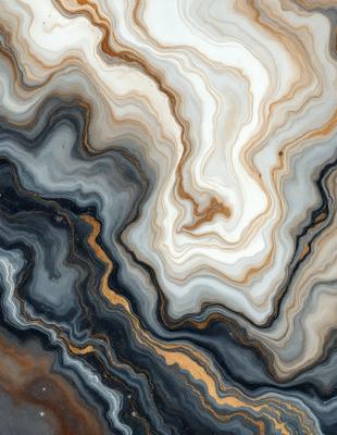 The primary subject of the image is a close-up of a marble stone with a unique and intricate pattern. The setting is a natural environment, possibly a rock formation or a stone wall. The visual style is a close-up of the marble stone, showcasing its texture and details. The colors and mood of the image are predominantly earthy tones, giving it a natural and organic feel.