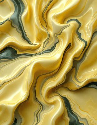 The primary subject of the image is a close-up of a yellow and brown marbled surface. The setting is a patterned wall, and the visual style appears to be a photo. The dominant colors in the image are yellow and brown, creating a warm and earthy atmosphere.