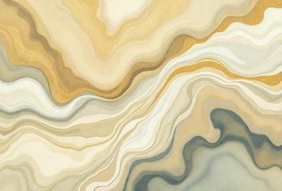 The primary subject of the image is a large, intricate painting of a marbled wall. The setting is a room with a marbled wall, and the visual style is a painting. The dominant colors in the painting are shades of brown, white, and gray, creating a warm and earthy atmosphere. The painting showcases the artist's skill in capturing the intricate patterns and textures of the marbled wall.