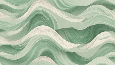 The primary subject of the image is a marble-like pattern, which is a digital artwork. The setting is a green background, and the visual style is a combination of digital art and illustration. The dominant colors are green and white, creating a calm and serene atmosphere.