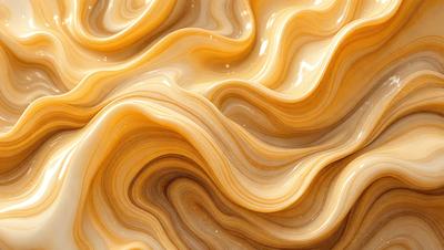 The primary subject of the image is a close-up of a yellow and brown swirling pattern, which appears to be a painting or a digital artwork. The setting is a surface with a yellow and brown color scheme, possibly a wall or a canvas. The visual style suggests that the image is a creative and artistic representation of the swirling pattern. The colors and mood of the image are warm and vibrant, with a sense of movement and energy.