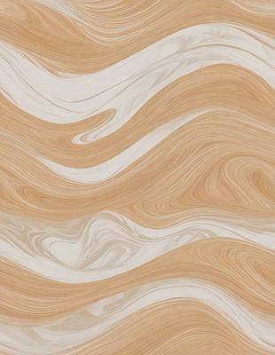 The primary subject of the image is a patterned wallpaper with a brown and white color scheme. The setting is a room with a wooden floor, and the visual style appears to be a combination of a photo and a digital art or illustration. The dominant colors are brown and white, creating a warm and inviting atmosphere.