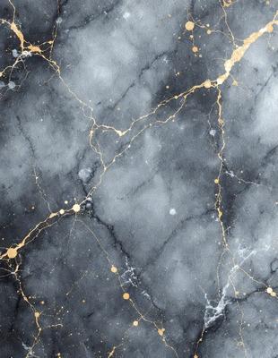 The primary subject of the image is a marble wall with a gold-colored pattern. The setting is a room with a black and white marble floor. The visual style is a combination of a photo and digital art, creating a unique and intricate design. The dominant colors are black, white, and gold, giving the wall and floor a luxurious and elegant appearance.