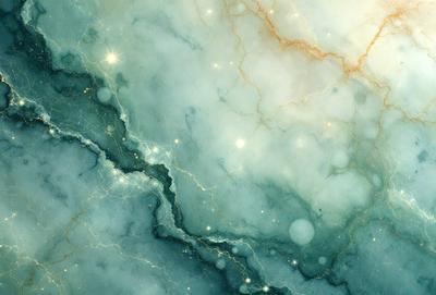 The primary subject of the image is a blue and white marbled wall with a pattern of light streaks. The setting is a room with a blue and white marbled wall, and the visual style is a painting or drawing. The colors and mood of the image are predominantly blue and white, creating a serene and calming atmosphere.