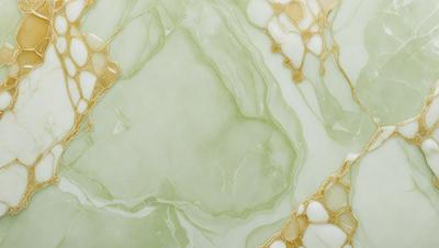 The primary subject of the image is a green marble tile. The setting is a bathroom, with the marble tile covering the walls and floor. The visual style is a close-up of the marble tile, showcasing its texture and color. The dominant colors are green and white, creating a calm and soothing atmosphere.