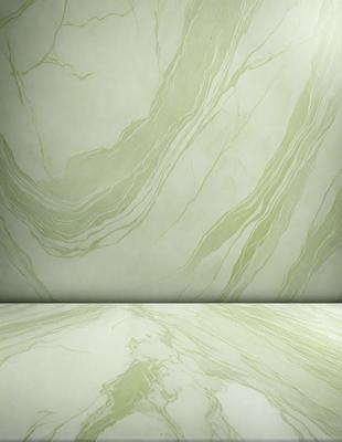 The primary subject of the image is a close-up of a green marble wall. The setting is a room with a green marble wall, which serves as the background. The visual style is a photo, capturing the intricate details of the marble wall. The dominant colors are green and white, creating a calm and serene atmosphere.