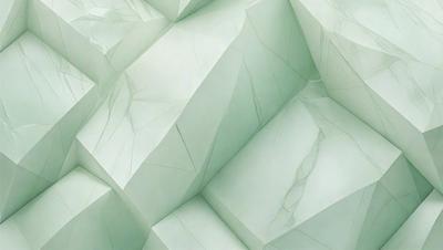 The primary subject of the image is a large, white, and green marble wall. The setting is a room with a marble wall, and the visual style is a combination of photo and digital art. The colors and mood of the image are predominantly green, with a slightly cool and calming atmosphere.