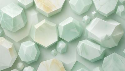 The primary subject of the image is a collection of white and green geometric shapes, which are arranged in a visually appealing manner. The setting is a white background, which provides a clean and minimalist appearance. The visual style is a combination of digital art and illustration, creating a unique and artistic representation of the geometric shapes. The dominant colors are white and green, which evoke a sense of calmness and freshness.