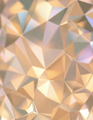 The primary subject of the image is a close-up of a shiny, reflective surface, possibly a piece of art or a decorative item. The setting appears to be a room with a wall that features a pattern of triangles. The visual style of the image is a combination of photo and digital art, creating a unique and eye-catching appearance. The colors and mood of the image are predominantly gold and warm, giving it a luxurious and inviting atmosphere.