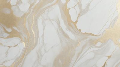 The primary subject of the image is a marble wall with a gold-colored pattern. The setting is a room with a white marble surface. The visual style is a close-up of the marble wall, showcasing the intricate gold pattern. The colors and mood of the image are predominantly white and gold, creating a luxurious and elegant atmosphere.