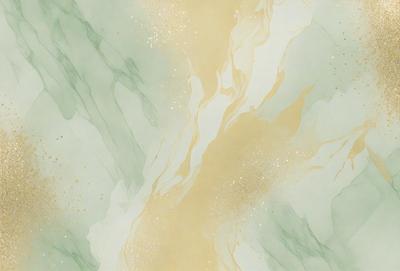 The primary subject of the image is a painting of a marbled wall. The setting is a green marbled wall, and the visual style is a painting. The dominant colors are yellow and green, creating a warm and natural atmosphere.