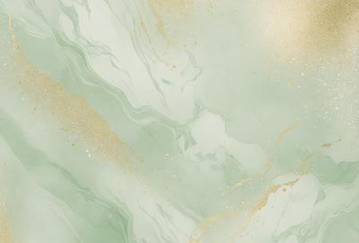 The primary subject of the image is a marble-like surface with a gold-like pattern. The setting is a bathroom, and the visual style appears to be a combination of a photo and digital art. The dominant colors are gold and green, creating a luxurious and elegant atmosphere.