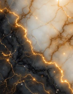 The primary subject of the image is a close-up of a marble surface with a yellow glow. The setting is a black and white background, which adds a dramatic effect to the scene. The visual style is a combination of a photo and digital art, creating a unique and eye-catching effect. The colors and mood of the image are predominantly black and white, with the yellow glow adding a touch of warmth and vibrancy to the overall atmosphere.