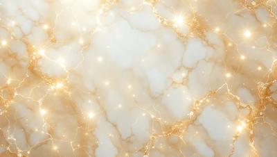 The primary subject of the image is a marble wall with a golden glow. The setting is a room with a white marble surface, and the visual style is a close-up of the marble wall. The colors and mood of the image are warm and inviting, with the golden glow creating a sense of luxury and elegance.