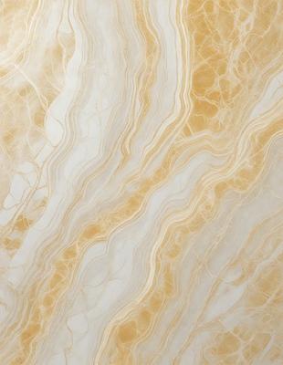 The primary subject of the image is a marble wall with a yellow and white color scheme. The setting is a room with a patterned wallpaper, which adds a unique visual style to the space. The colors and mood of the image are warm and inviting, creating a cozy and comfortable atmosphere.