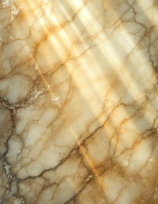 The primary subject of the image is a marble surface with a sunlight shining on it. The setting is a marble countertop, and the visual style is a photo. The colors and mood of the image are warm and inviting, with the sunlight creating a bright and welcoming atmosphere.