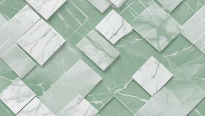 The primary subject of the image is a marble tile pattern. The setting is a green marble tile, and the visual style is a pattern of square tiles. The colors and mood of the image are predominantly green, giving it a natural and elegant appearance.