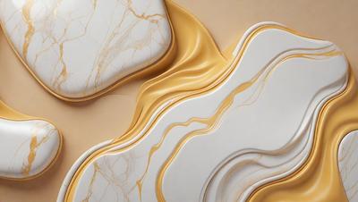 The primary subject of the image is a marble-like pattern, which is displayed on a surface. The setting is a room with a tan background. The visual style is a combination of a photo and digital art, creating a unique and intricate design. The colors and mood of the image are warm and inviting, with the marble pattern adding a touch of elegance and sophistication.