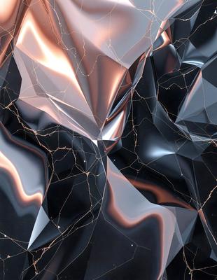 The primary subject of the image is a close-up of a black and orange patterned surface. The setting appears to be a dark room, with the patterned surface being the main focus of the image. The visual style is a combination of digital art and illustration, creating a unique and intriguing appearance. The dominant colors in the image are black and orange, giving the scene a bold and striking appearance.