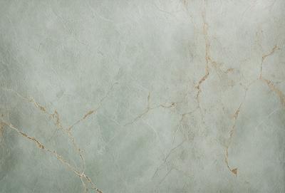 The primary subject of the image is a close-up of a marble wall with a greenish tint. The setting is a room with a marble wall, and the visual style is a photo. The colors and mood of the image are predominantly green, with a slightly muted and earthy tone.