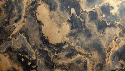 The primary subject of the image is a close-up of a marble surface with a brown and black color scheme. The setting is a stone wall, and the visual style appears to be a combination of a photo and a drawing. The colors and mood of the image are dark and moody, creating a dramatic and intriguing atmosphere.