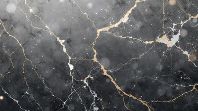 The primary subject of the image is a marble wall with a gold-like texture. The setting is a black and white background, which adds a dramatic effect to the scene. The visual style is a combination of a photo and digital art, creating a unique and artistic representation of the marble wall. The colors and mood of the image are predominantly black and white, with the gold-like texture adding a touch of warmth and sophistication.
