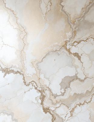 The primary subject of the image is a marble wall with a white and gold color scheme. The setting is a room with a white marble wall, and the visual style is a close-up of the wall. The colors and mood of the image are elegant and sophisticated, with the marble wall adding a touch of luxury and refinement to the space.