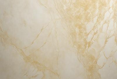 The primary subject of the image is a marble wall with a gold-colored pattern. The setting is a room with a white background. The visual style is a close-up of the marble wall, showcasing its intricate design. The colors and mood of the image are warm and elegant, with the gold and white colors creating a luxurious and sophisticated atmosphere.